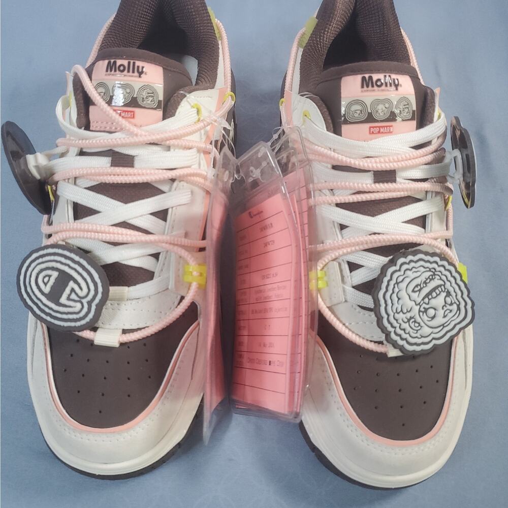 Champion x POP MART Molly Super Champion Sneakers Womens Size 6.5 Pink Brown NEW - Picture 2 of 16